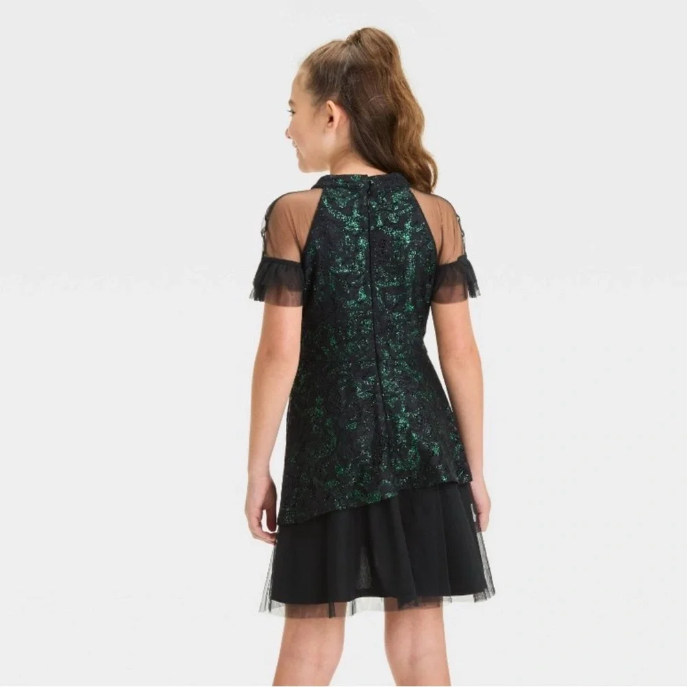 WICKED X GIRLS ELPHABA DRESS - GREEN SIZES MULTI SIZES (NEW WITH TAGS)